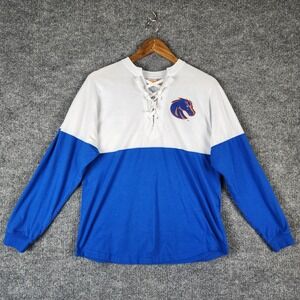 Boise State Broncos Jersey Lace Up Spirit Shirt Blue White Womens Small Zoozatz